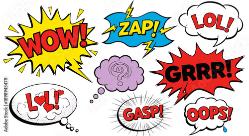 comic speech bubbles with expressions