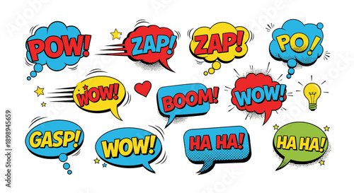 Comic speech bubbles with expressions