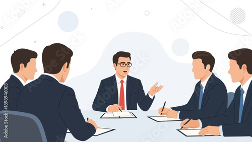 Business Meeting - Team Collaboration and Strategy Discussion Illustration