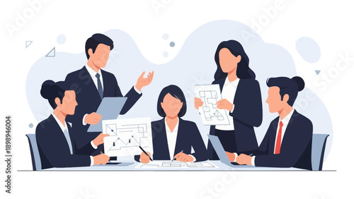 Business Meeting: Team Collaboration, Strategy Planning, and Presentation