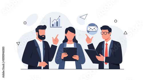 Business team planning strategy with charts and analytics