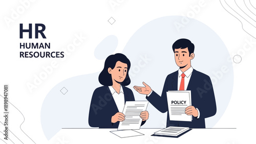 Human Resources Meeting Discussing Policy Documents with Colleagues