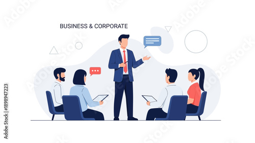 Business Meeting Presentation: Speaker Leading Discussion with Team