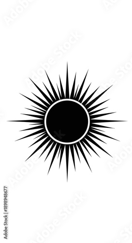 Radiant Symbolic Silhouette of a Bursting Sun with Dynamic Rays for Energy Concepts.
