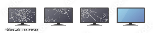画面が割れたテレビのベクターセット