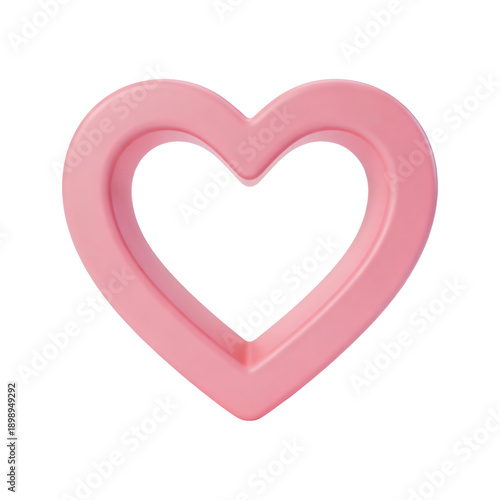 Soft Pink 3D Heart Icon Isolated on Transparent Background, Generative AI