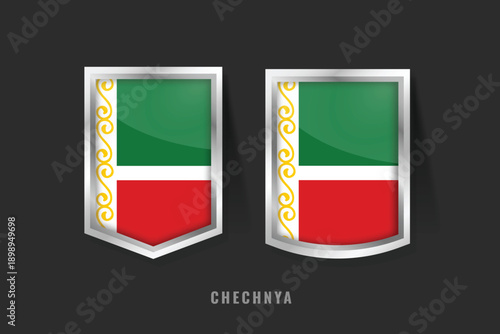 Vector Illustration of CHECHNYA Label Logo. CHECHNYA Badge Sign CHECHNYA With Flag, Chechen Product Label Banners Template.