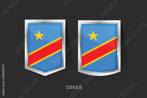 Vector Illustration of CONGO Label Logo. CONGO Badge Sign CONGO With Flag, Congolese Product Label Banners Template.