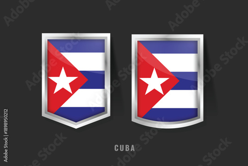 Vector Illustration of CUBA Label Logo. CUBA Badge Sign CUBA With Flag, Austrian Product Label Banners Template.