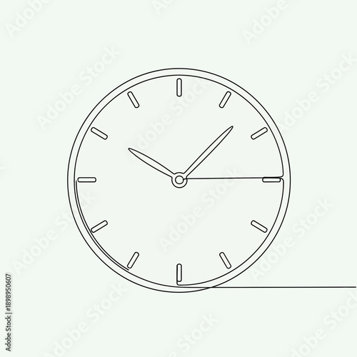 Minimalist clock face drawing, continuous line art
