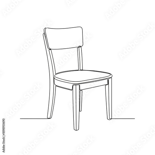 Single line drawing of a modern chair on a white background