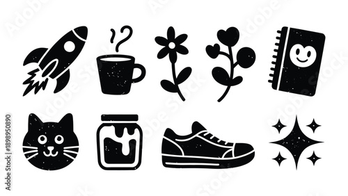 Whimsical Sketch Collection: An array of delightful, hand-drawn sketches capturing the essence of everyday objects and symbols, offering a touch of whimsy and creative flair.