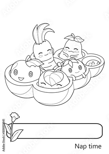 Fruit characters coloring page