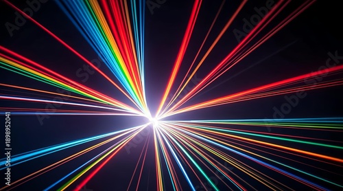 Wallpaper Mural Vibrant rainbow-colored light rays radiating from a central point in a dark environment Torontodigital.ca