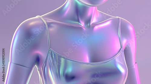 Wallpaper Mural Futuristic woman wearing metallic tank top, close-up shot from chest to shoulders Torontodigital.ca