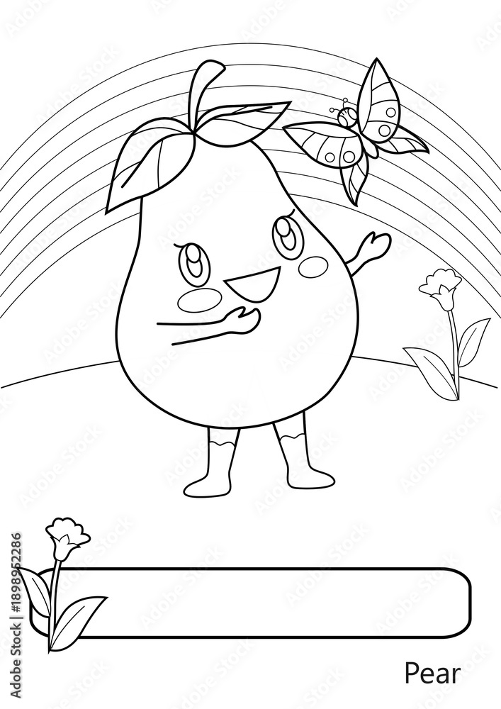 Fototapeta premium Fruit characters coloring page