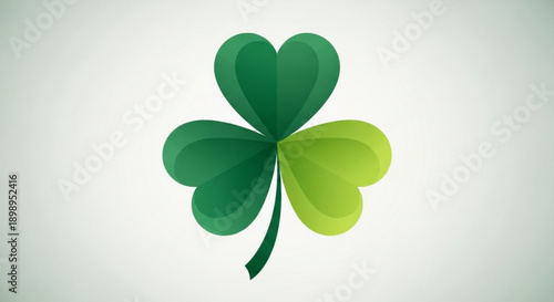 Four leaf clover icon with gradient green leaves on white background symbolizing good luck and fortune