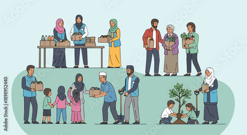 Abstract geometric blue mosaic crescent moon icon, a modern representation embodying the spirit of celebration for Ramadan Kareem 2026, ideal for festive cultural greetings