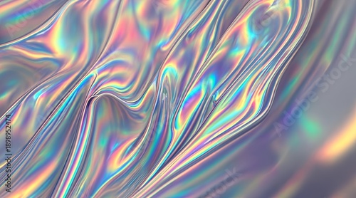 Wallpaper Mural Holographic waves flowing across a shiny surface from a top viewpoint Torontodigital.ca