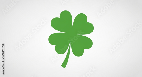 Lucky green four leaf clover on white background symbolizing good fortune