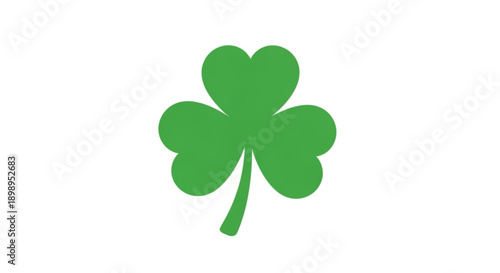 Simple green four leaf clover icon with stem on white background symbolizing luck and fortune