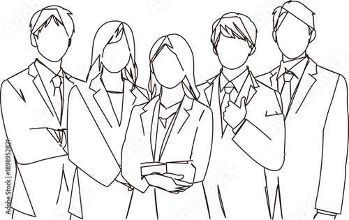ビジネスパーソンの集合の線画イラスト素材