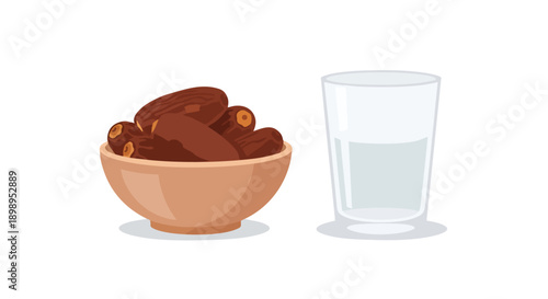Dates and refreshing milk or water for a blessed Iftar and Suhoor, celebrating the spirit of community and reflection during Ramadan Kareem 2026