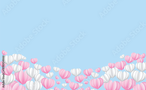Valentine, Love Background , Floating Pink and White Heart Balloons , vector design