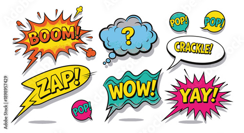 comic speech bubbles with exclamations