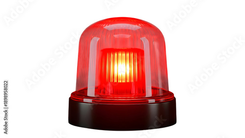 Illuminated Red Emergency Warning Light Beacon On Black