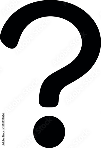 Question mark vector silhouette black and white cricut design, interrogative point icon isolated on white background