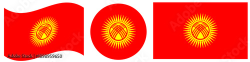 Fotografia Collection of Kyrgyzstan flags isolated