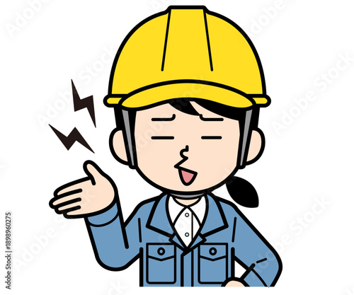 愚痴を言うシンプルな現場監督の女性