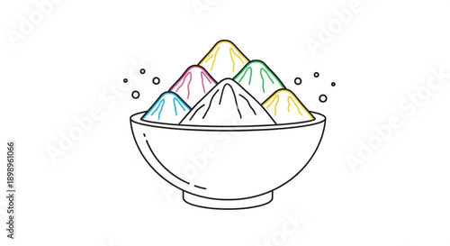 Colorful ice cream scoops in white bowl simple line art design