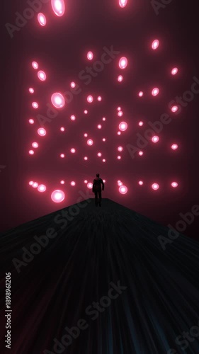 Person walking in an augmented reality metaverse environment