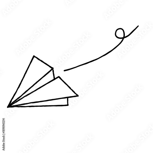 手描きの紙飛行機が飛ぶシンプルなイラスト