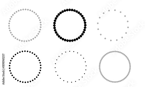 手描きのドットで描いた円形フレームのシンプルなイラスト