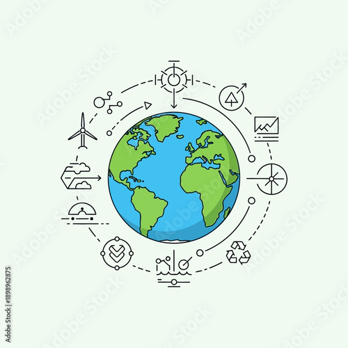 Global environmental sustainability and technological innovation concept.
