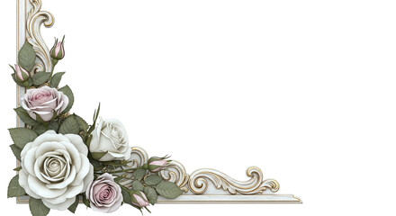 Ornate Corner Frame with Roses and Swirls