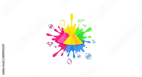 Colorful paint splatter with cmyk colors and design elements