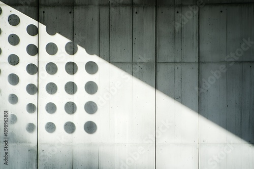 Abstract circular shadows on a modern concrete wall