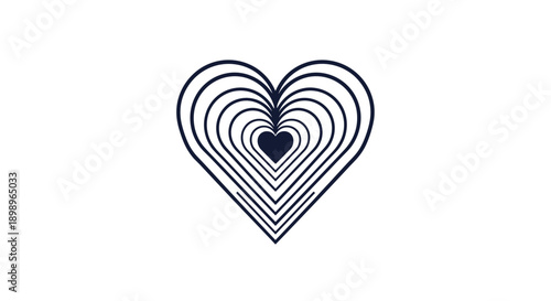 Stylized heart symbol created with multiple concentric outlines in a minimalist black and white graphic style.