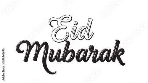 Elegant Eid Mubarak Greeting Graphic with Black Script.