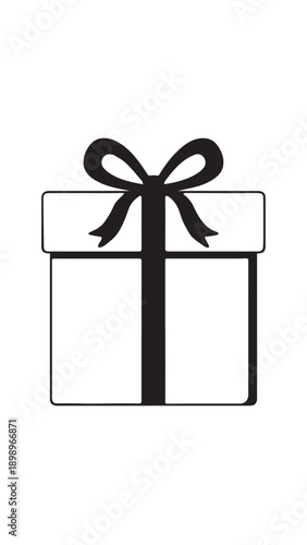 Minimalist gift box icon with ribbon for graphic design and celebration projects.