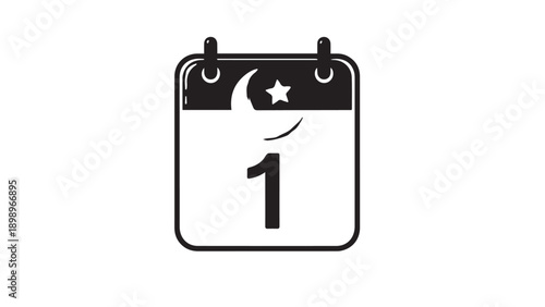 Calendar icon displaying the first day of the month with a star motif for interface design.