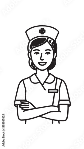Portrait of a cheerful nurse in uniform illustrating professional caregiving.