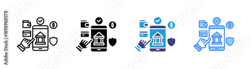 Mobile Banking App  icon set multiple style collection