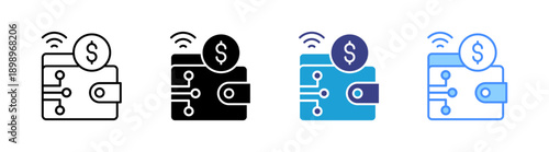 Digital Wallet icon set multiple style collection