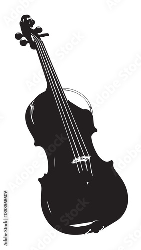 Silhouette of a Classic Violin in Bold Black Abstract Form.