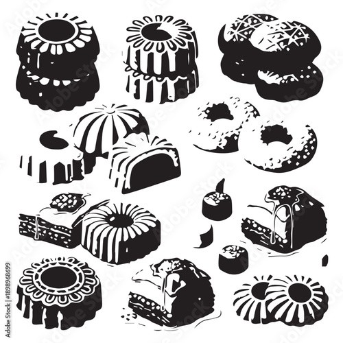 Assorted Assortment of Mini Cakes, Tarts, and Pastries Displayed.